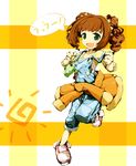  bad_id bad_pixiv_id bag brown_hair clothes_around_waist green_eyes handbag idolmaster idolmaster_(classic) jacket jacket_around_waist kurokoge013 long_hair overalls solo takatsuki_yayoi twintails 