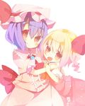  blonde_hair blue_hair blush flandre_scarlet multiple_girls red_eyes remilia_scarlet rowtan siblings sisters touhou 