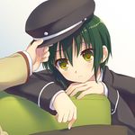 angel_beats! couch fuyuichi green_hair hat male_focus naoi_ayato school_uniform solo 