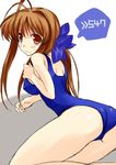  aonagi_hayate ass bad_id bad_pixiv_id brown_eyes brown_hair clannad furukawa_sanae long_hair mature one-piece_swimsuit ponytail school_swimsuit solo swimsuit tears 