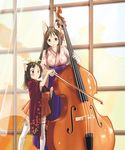  :&lt; animal_ears blush bow_(instrument) cat_ears double_bass highres instrument japanese_clothes long_hair mozu_(peth) multiple_girls original ribbon sweatdrop thighhighs yagasuri zettai_ryouiki 