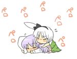  animal_ears bad_id bad_pixiv_id blush chibi hairband konpaku_youmu koyama_shigeru licking multiple_girls purple_hair reisen_udongein_inaba short_hair tongue touhou white_hair 