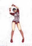  alternate_costume black_hair headband highres kasugano_sakura legs no_pants no_socks sleeves_pushed_up solo stopwatch street_fighter street_fighter_iv_(series) watch whistle 