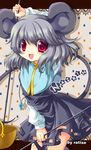  animal_ears bad_id bad_pixiv_id basket capelet grey_hair happy jewelry looking_at_viewer mouse_ears mouse_tail nazrin open_mouth pendant ratise red_eyes short_hair smile solo tail touhou 
