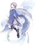  bird fantasy grey_hair hijiri_(resetter) loose_socks original scarf shorts socks solo white_scarf wings 