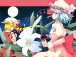  alcohol bad_id bad_pixiv_id bat_wings body_mahattaya_ginga cup drinking_glass flandre_scarlet flower lily_(flower) multiple_girls remilia_scarlet siblings sisters touhou wine wine_glass wings 