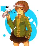  bad_id bad_pixiv_id brown_eyes brown_hair glasses jacket persona persona_4 pink-framed_eyewear rimori satonaka_chie short_hair skirt solo 