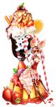  animal_ears bunny_ears candy candy_cane food fruit highres holding holding_candy_cane ice_cream orange original solo strawberry unkai_tenshi 