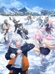  >_< 2023 4boys 6+girls absurdres animal_ears aponia bad_link beanie black_coat black_hair black_jacket black_pants black_skirt black_sweater blue_eyes blue_hair blue_scarf brown_coat brown_hair building can_(honkai_impact) closed_eyes coat covering_face eden_(honkai_impact) elf elysia_(honkai_impact) elysia_(miss_pink_elf)_(honkai_impact) fox_ears fu_hua full_body full_moon gatling_gun gloves goggles goggles_on_head green_coat green_hair griseo griseo_(starry_impression) gun hat headband highres holding holding_gun holding_weapon honkai_(series) honkai_impact_3rd hood hoodie jacket kalpas_(honkai_impact) kevin_kaslana kosma long_hair long_sleeves looking_at_viewer lying minigun mobius_(honkai_impact) moon multiple_boys multiple_girls official_alternate_costume official_art on_back open_mouth outdoors pants pantyhose pardofelis pink_coat pink_eyes pink_gloves pink_hair pink_scarf pointy_ears ponytail purple_eyes purple_hair rff_(3_percent) scarf shirt shoes short_hair skirt sleeping_bag snow snowball snowing snowman standing su_(honkai_impact) sweater textless_version thirteen_flame-chasers_(honkai_impact) tree turtleneck turtleneck_sweater very_long_hair vill-v weapon white_hair white_hoodie white_pantyhose white_shirt winter winter_clothes winter_uniform yae_sakura yae_sakura_(goushinnso_memento) yellow_jacket 