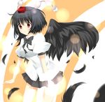  bad_id bad_pixiv_id black_hair black_wings bow feathers hat looking_at_viewer red_eyes ribbon sakuranchu shameimaru_aya short_hair skirt solo touhou wings 