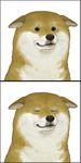  7c' animal animal_focus closed_eyes comic copyright_request dog face no_humans portrait shiba_inu whiskers white_background 