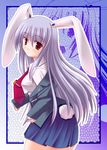  animal_ears bad_id bad_pixiv_id bunny_ears bunny_tail business_suit formal guatemala long_hair necktie purple_hair red_eyes red_neckwear reisen_udongein_inaba skirt skirt_suit solo suit tail touhou 