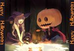  halloween hama_(22ji_kara_24ji) happy_halloween hat jack-o'-lantern original pumpkin witch_hat 