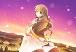  brown_hair clannad girl_from_the_illusionary_world long_hair nabana original red_eyes sky solo very_long_hair 