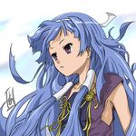  akio_(zero_hour) bad_id bad_pixiv_id bangs blue_hair blunt_bangs hair_tubes kannagi long_hair nagi solo wind 