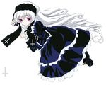  artist_request cosplay dress full_body long_hair purple_eyes rozen_maiden silver_hair solo suigintou suigintou_(cosplay) suiseiseki transparent_background 