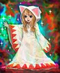  animal_ears animal_hood bad_id bad_pixiv_id blonde_hair blue_eyes cat_hood devout dress final_fantasy hood hoodie pon seer solo twintails white_mage 