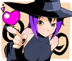  bad_id bad_pixiv_id bare_shoulders blair fingernails hat heart naosuke_(morioka_shachuu) pointing purple_hair sleeveless sleeveless_turtleneck smile solo soul_eater turtleneck witch_hat yellow_eyes 