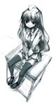  aisaka_taiga desk greyscale monochrome repair sketch solo thighhighs toradora! zettai_ryouiki 