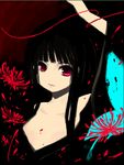  bangs black_hair blunt_bangs enma_ai hime_cut japanese_clothes jigoku_shoujo kimono long_hair onija_tarou red_eyes solo 