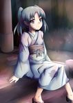  amasawa_yuuko brown_hair dennou_coil fuyutsuki_asuto japanese_clothes kimono sitting solo stairs twintails 