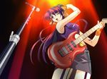  artist_request concert garters guitar instrument long_hair matsuoka_chie microphone microphone_stand one_eye_closed ponytail sentimental_graffiti solo 