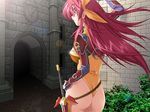  1girl ass ikazuchi_no_senshi_raidy leotard lightning_warrior_raidy raidy solo sword weapon 