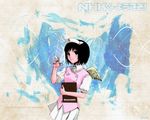  angel_wings black_eyes black_hair bob_cut clipboard nakahara_misaki nhk_ni_youkoso! nurse ooiwa_kenji short_hair solo syringe vest wallpaper wings 