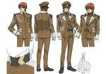  artist_request badge concept_art fan_hulic gloves hand_on_hip hat loafers looking_at_viewer male_focus military multiple_views pants peaked_cap shoes simple_background tytania uniform white_background white_gloves 
