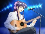  acoustic_guitar artist_request concert guitar instrument long_hair matsuoka_chie microphone microphone_stand music ponytail sentimental_graffiti singing solo 