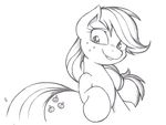  applejack_(mlp) cutie_mark equine female feral freckles friendship_is_magic horse joey-darkmeat mammal monochrome my_little_pony nude plain_background pony signature smile solo traditional_media white_background 