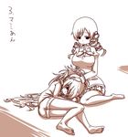  bad_id bad_pixiv_id banned_artist barefoot bow casual drill_hair ekusiregaia hair_bow lap_pillow long_hair lying mahou_shoujo_madoka_magica monochrome multiple_girls on_side pantyhose ponytail sakura_kyouko school_uniform shorts sitting soles tomoe_mami twin_drills twintails 