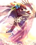  bad_id bad_pixiv_id bracelet dancing flower hair_flower hair_ornament highres jewelry long_hair magi_the_labyrinth_of_magic morgiana pietani397 red_eyes red_hair smile solo veil 