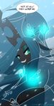  changeling english_text equine fangs female friendship_is_magic green_eyes holes horn horse my_little_pony pony queen_chrysalis_(mlp) tarajenkins text winged_unicorn wings 