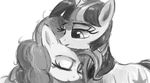  black_and_white couple cutie_mark duo equine eyes_closed female feral friendship_is_magic greyscale hair half-closed_eyes horn horse hug mammal messy_hair monochrome my_little_pony pinkie_pie_(mlp) plain_background pony raikoh-illust twilight_sparkle_(mlp) unicorn white_background 