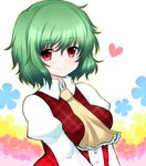  flower green_hair heart kazami_yuuka red_eyes shiohachi short_hair smile solo touhou 