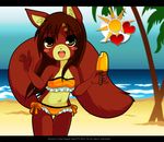  cute female ice_cream kimi luna777 seaside solo sun swimsuit 