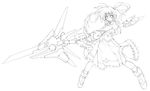  alternate_weapon greyscale huge_weapon lineart lyrical_nanoha magical_girl mahou_shoujo_lyrical_nanoha mahou_shoujo_lyrical_nanoha_a's monochrome nanairo_souga raising_heart solo takamachi_nanoha weapon 