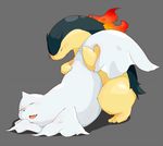  dewgong doggy_position doggystyle duo eyes_closed fangs female fin fire from_behind kinoko male nintendo open_mouth plain_background pok&#233;mon pok&eacute;mon sex shaded shadow straight typhlosion video_games 