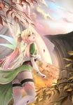  bad_id bad_pixiv_id blonde_hair green_eyes highres lander leafa long_hair pointy_ears ponytail solo sword_art_online thighhighs wings 