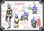  &gt;_&lt; ahoge armor ass back bare_shoulders belt blue_hair blush breasts character_sheet closed_eyes colorized drooling expressive_hair from_behind full_body gauntlets gloves greaves huge_ahoge large_breasts mace okayado panties pixiv_fantasia pixiv_fantasia_2 pouch red_eyes short_hair strapless thigh_pouch thighhighs thong translation_request tubetop underwear weapon younistia 