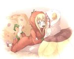  bad_id bad_pixiv_id blonde_hair blue_eyes chocolate chocolate_heart food_in_mouth goat_costume heart kuma_(happylocation) mouth_hold multiple_girls pajamas purple_hair sugiura_ayano tomato_costume toshinou_kyouko yuri yuru_yuri 