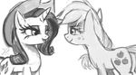  applejack_(mlp) bedroom_eyes black_and_white couple cowboy_hat cutie_mark equine female feral freckles friendship_is_magic hat horn horse mammal monochrome my_little_pony plain_background pony raikoh-illust rarity_(mlp) unicorn white_background 