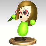  1girl brown_hair glasses mii_(nintendo) nikki_(swapnote) nintendo nintendo_3ds red-framed_glasses red_glasses super_smash_bros. swapnote trophy 