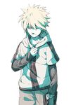  blonde_hair eyes_closed forehead_protector hood hood_down hoodie male male_focus namikaze_minato naruto smile solo standing terragin young younger 