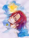  1boy eyes_closed male male_focus one_piece profile red_hair shanks solo traditional_media 