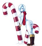 breasts butt candy_cane female iceie modeseven scarf side_boob snow solo 
