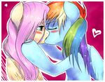  blush equine female feral flutterdashwhore fluttershy_(mlp) french_kiss french_kissing friendship_is_magic kissing lesbian mammal my_little_pony pegasus rainbow_dash_(mlp) wings 