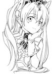  agahari chin_rest frey_(rune_factory) greyscale hand_on_own_face long_hair looking_at_viewer monochrome rune_factory rune_factory_4 simple_background smile solo upper_body white_background 