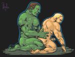  anal_penetration biceps blooper_(artist) duo erection from_behind gay human interspecies kneeling male mammal muscles not_furry orc penetration penis sex side_view 